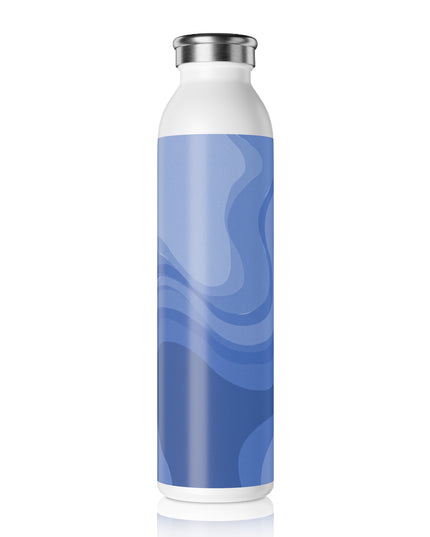 Deep Blue Wavey Slim Water Bottle, 20 oz White