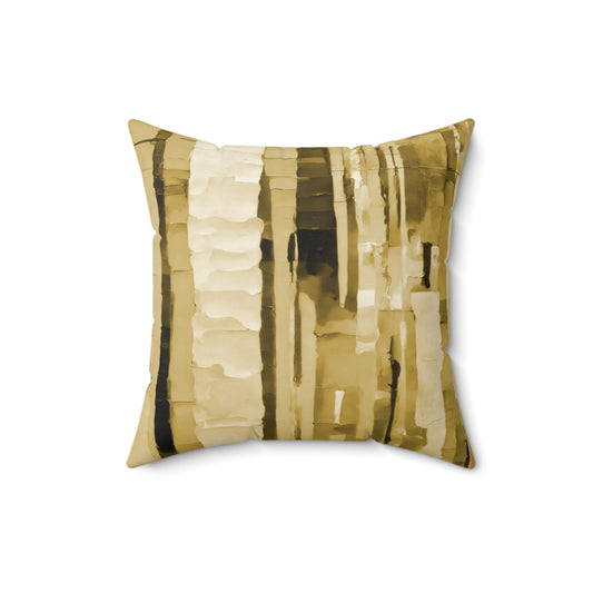 Striped Light Brown 16" x 16" Faux Suede Square Pillow