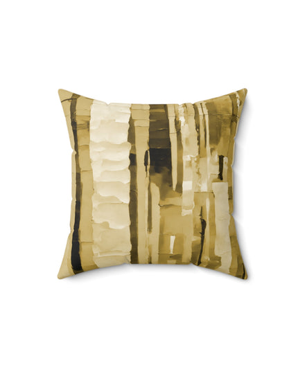 Striped Light Brown 14" x 14" Faux Suede Square Pillow