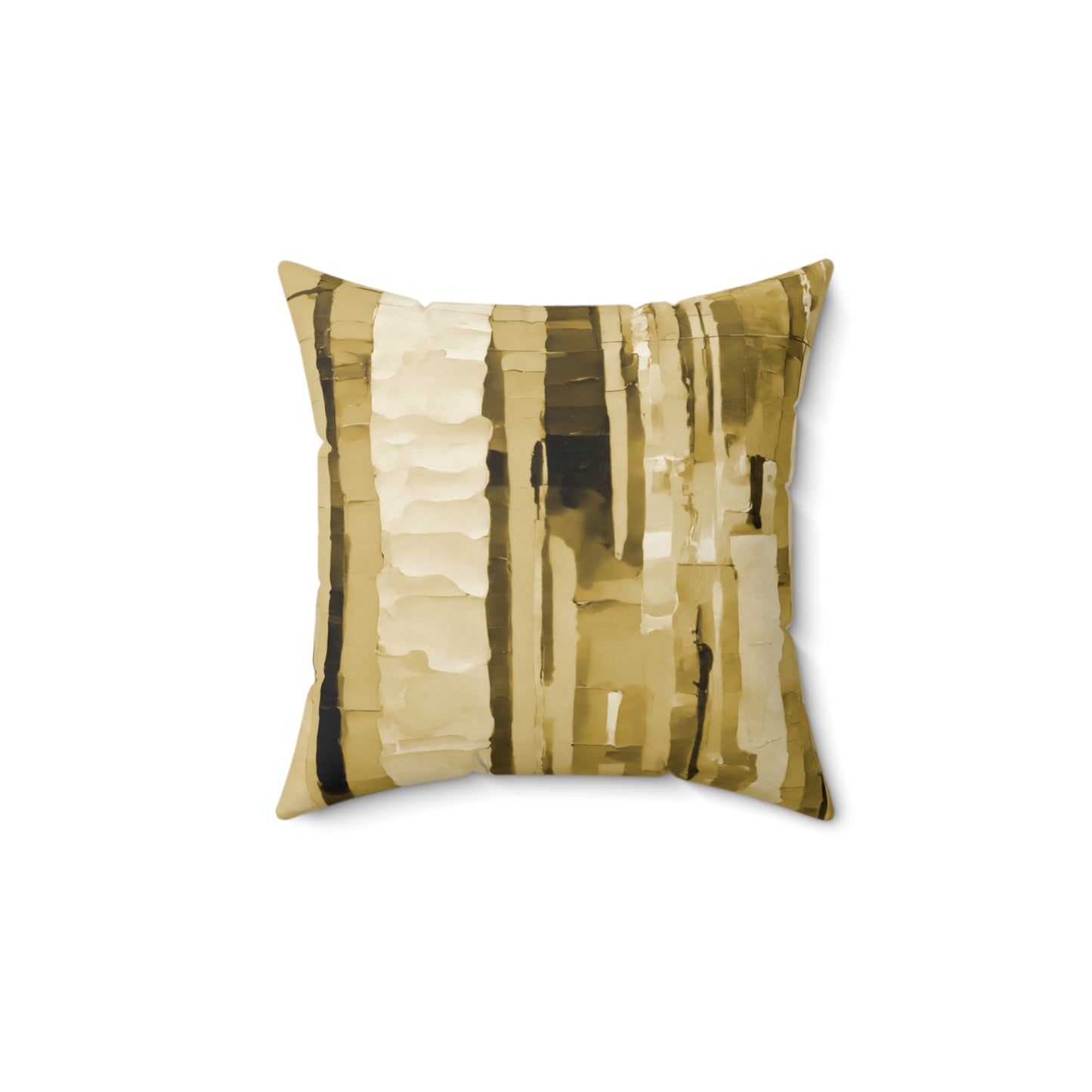 Striped Light Brown 14" x 14" Faux Suede Square Pillow
