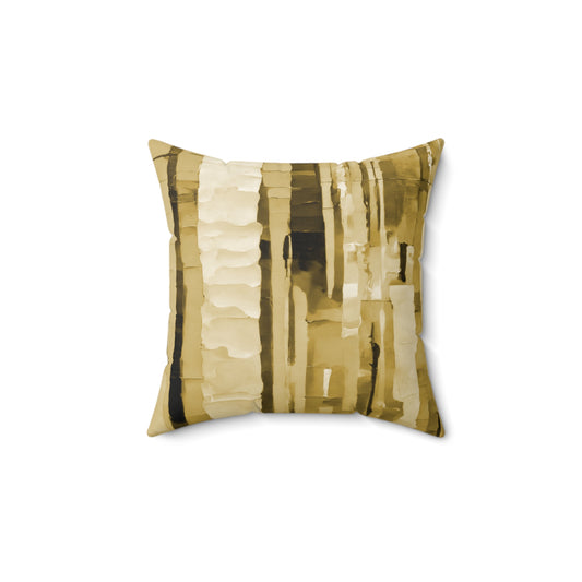 Striped Light Brown 14" x 14" Faux Suede Square Pillow