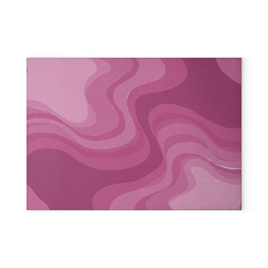 Pinky Mauve Wavey 8" x 11" Glass Cutting Board