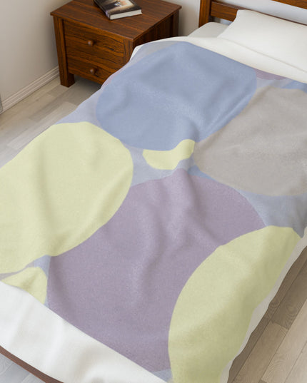 Pastel Soft Blue and Soft White Patches Velveteen Plush Blanket, 50" x 60"