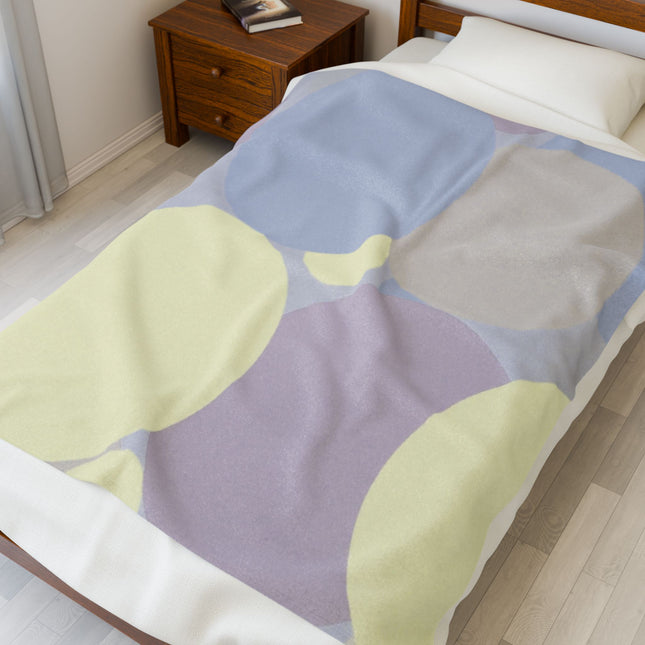 Pastel Soft Blue and Soft White Patches Velveteen Plush Blanket, 50" x 60"