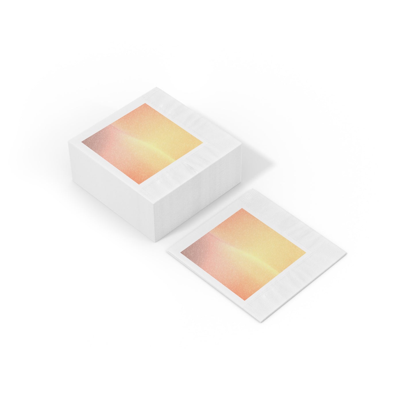 Hot Peach Fade White Coined Napkins, 6.5" x 6.5"