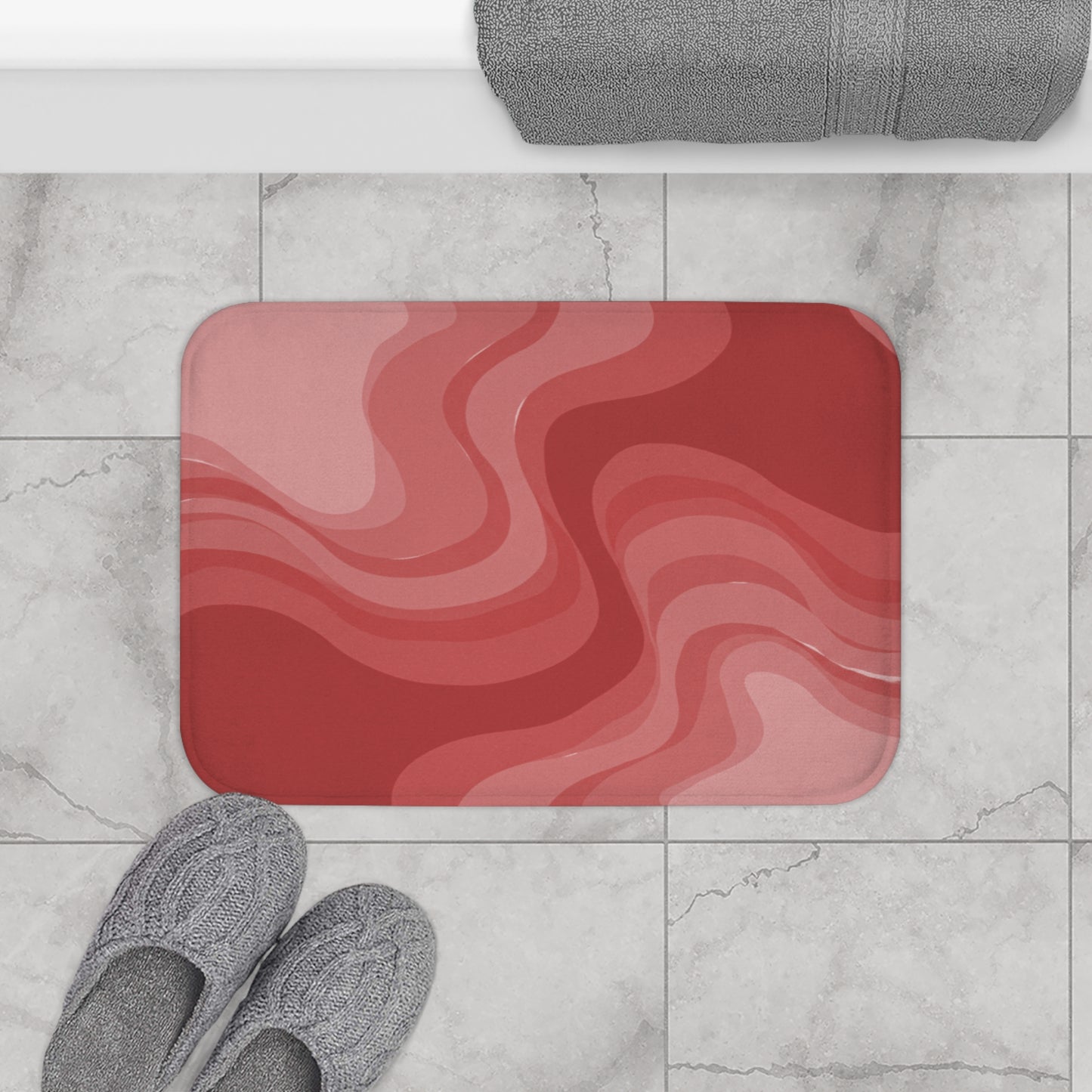 Power Red Wavey 24" x 17" Bath Mat