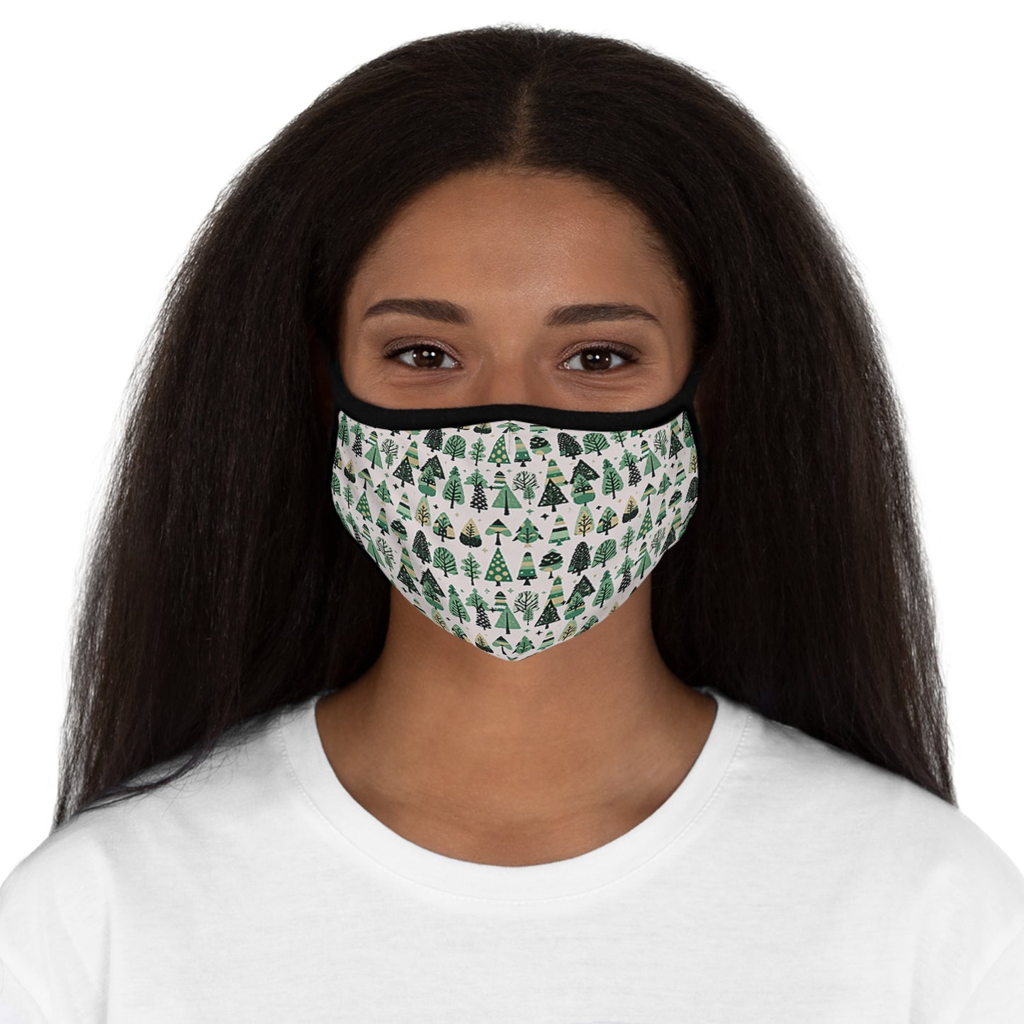 Mini Vintage Green Trees Fitted Polyester Face Mask