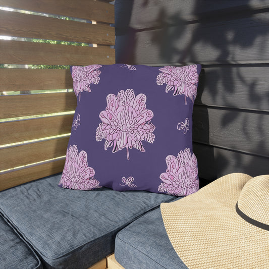 Magenta Floral Butterflies 18" x 18" Outdoor Pillow