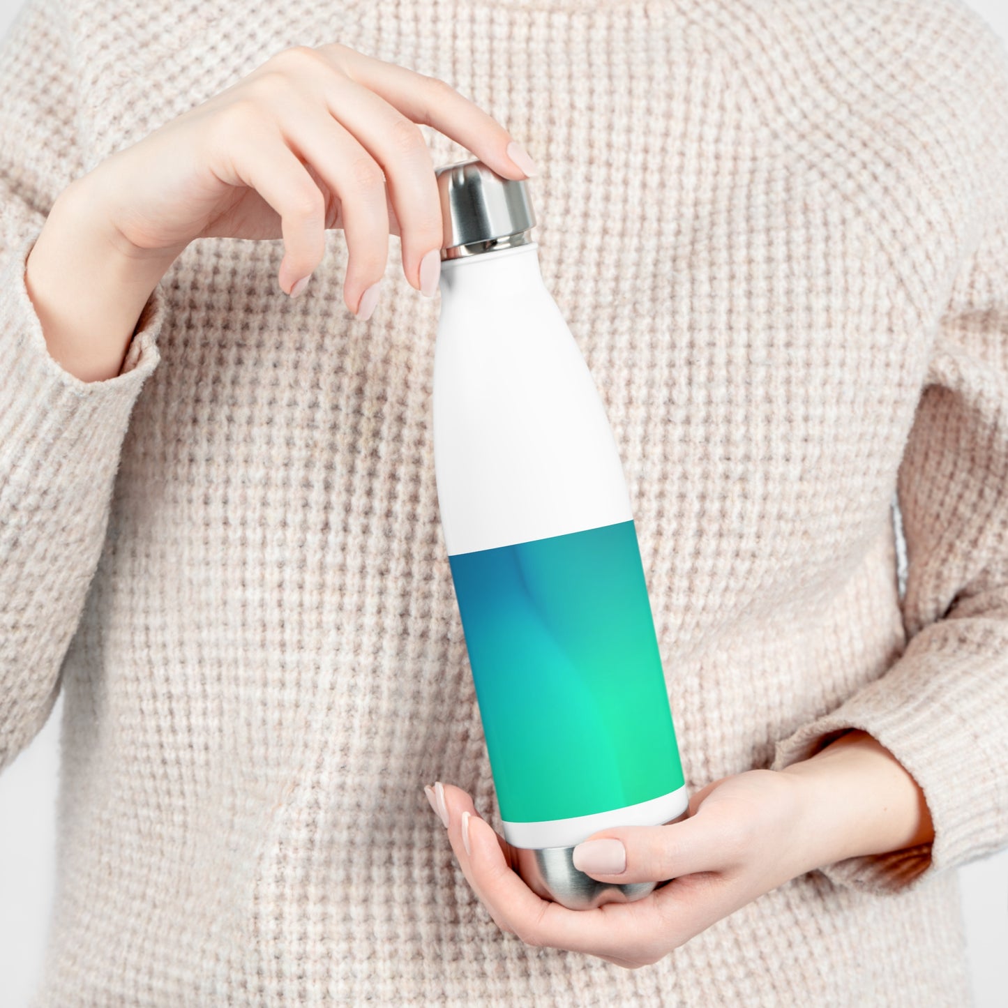 Aquamarine Fade 20oz Insulated White Water Bottle