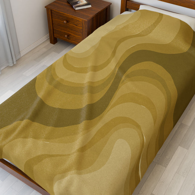 Brown Wavey Velveteen Plush Blanket, 60" x 80"