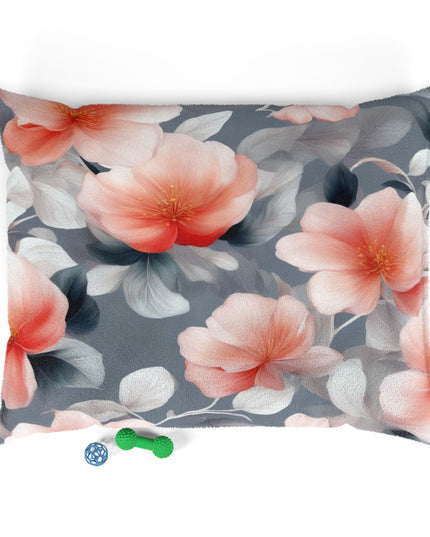 Red Blossom Floral Bunch Pet Bed, 50" × 40"