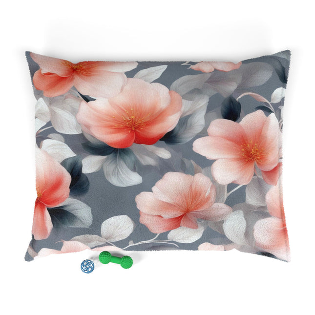 Red Blossom Floral Bunch Pet Bed, 50" × 40"