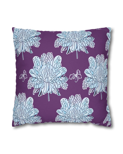 Blue Floral Butterflies Spun Polyester Square Pillowcase, 14" x 14"