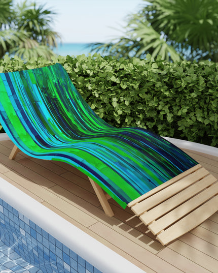 Striped Blue Green Beach Towel, 18" x 27"