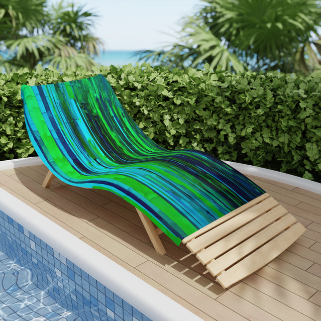 Striped Blue Green Beach Towel, 18" x 27"