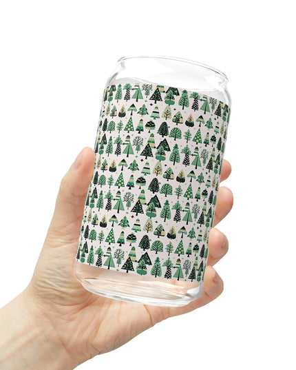 Mini Vintage Green Trees Sipper Glass, 16oz