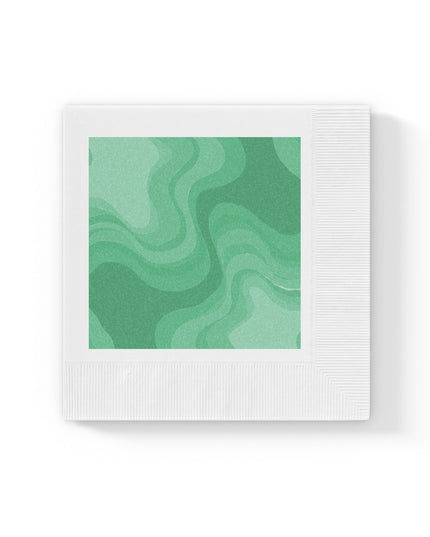 Mint Green Wavey White Coined Napkins, 6.5" x 6.5"