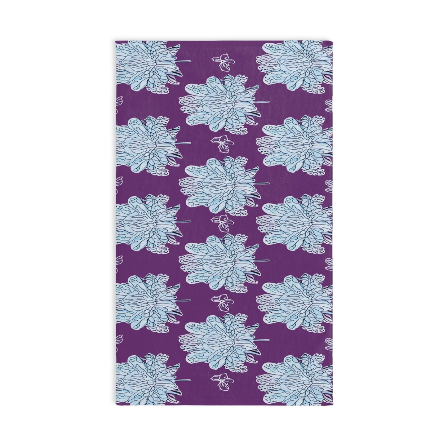 Blue Floral Butterflies Hand Towel, 16" x 28"