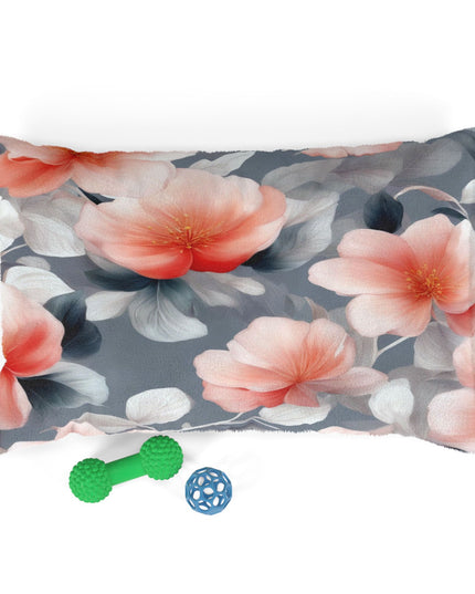 Red Blossom Floral Bunch Pet Bed, 28" × 18"