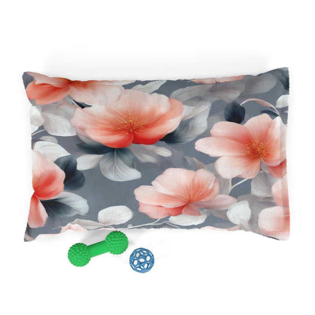 Red Blossom Floral Bunch Pet Bed, 28" × 18"