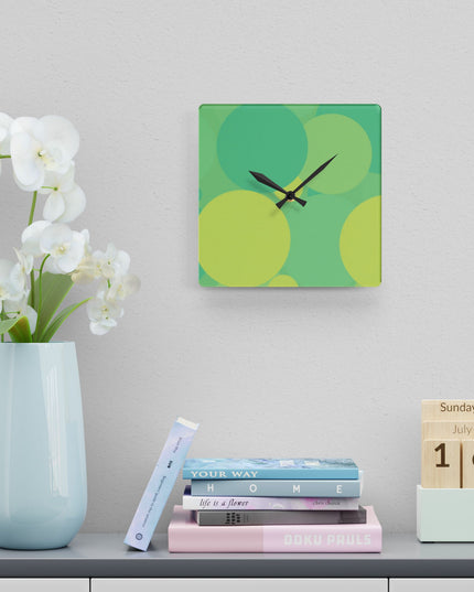 Pastel Green Patches Acrylic Wall Clock, Round or Square, 10.75" x 10.75"