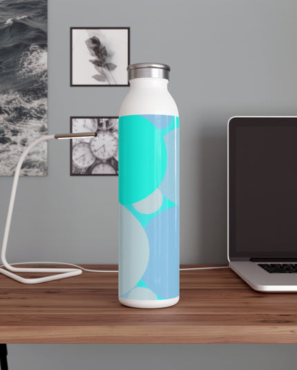 Pastel Tan and Tif Patches Slim Water Bottle, 20 oz White