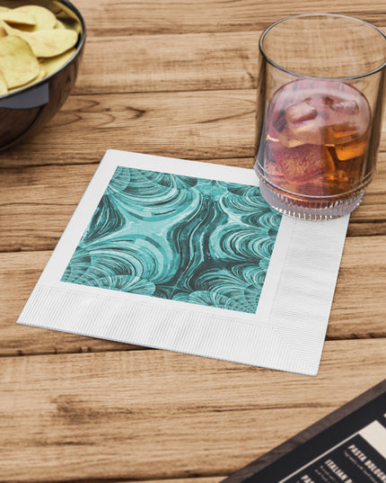 Uzi Spiral Tif White Coined Napkins, 6.5" x 6.5"