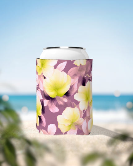 Lemon Blossom Floral Bunch 12 oz Can Cooler Sleeve