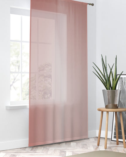Rose Red Fade Sheer Window Curtain, 50" x 84", partially transparent