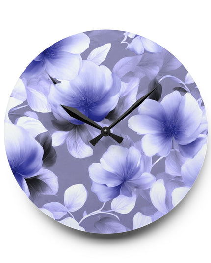 Indigo Blossom Floral Bunch Acrylic Wall Clock, Round or Square, 10.75" x 10.75"