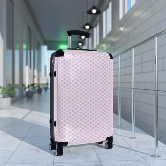 Pink Mornings Star-crossed Bodies Medium Suitcase with built in lock, 4 double-wheels, telescopic handle, and ABS back hard-shell
