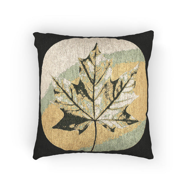 Lemongrass Maple Leaf Woven Pillow, 17" x 18"