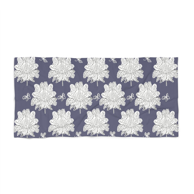 White Floral Butterflies 30" x 60" Beach Towel