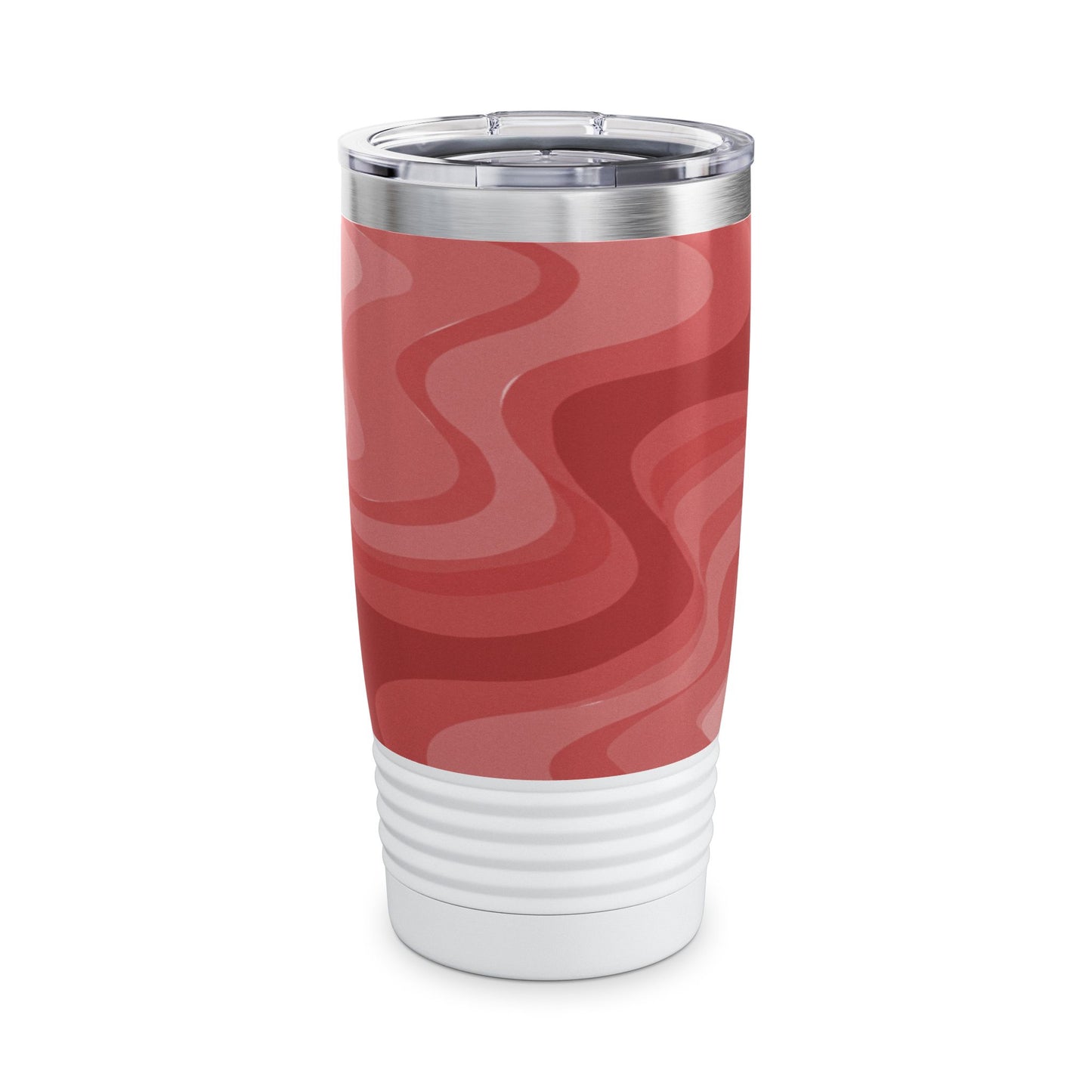 Power Red Wavey Ringneck Tumbler, 20oz in white, steel and black
