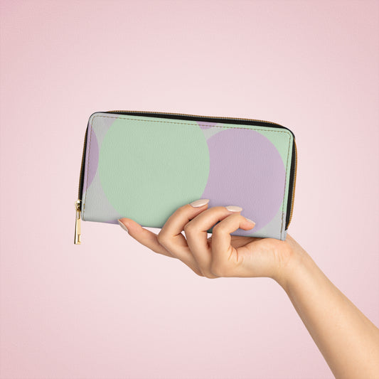Pastel Lavender Purple and Soft Green Patches Elegant Abstract Zipper Wallet - Stylish & Functional Accessory for Everyday Use