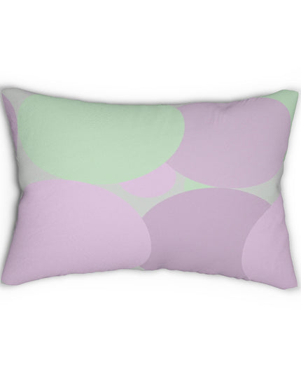 Pastel Lavender Purple and Soft Green Patches Spun Polyester Lumbar Pillow, 20" x 14"