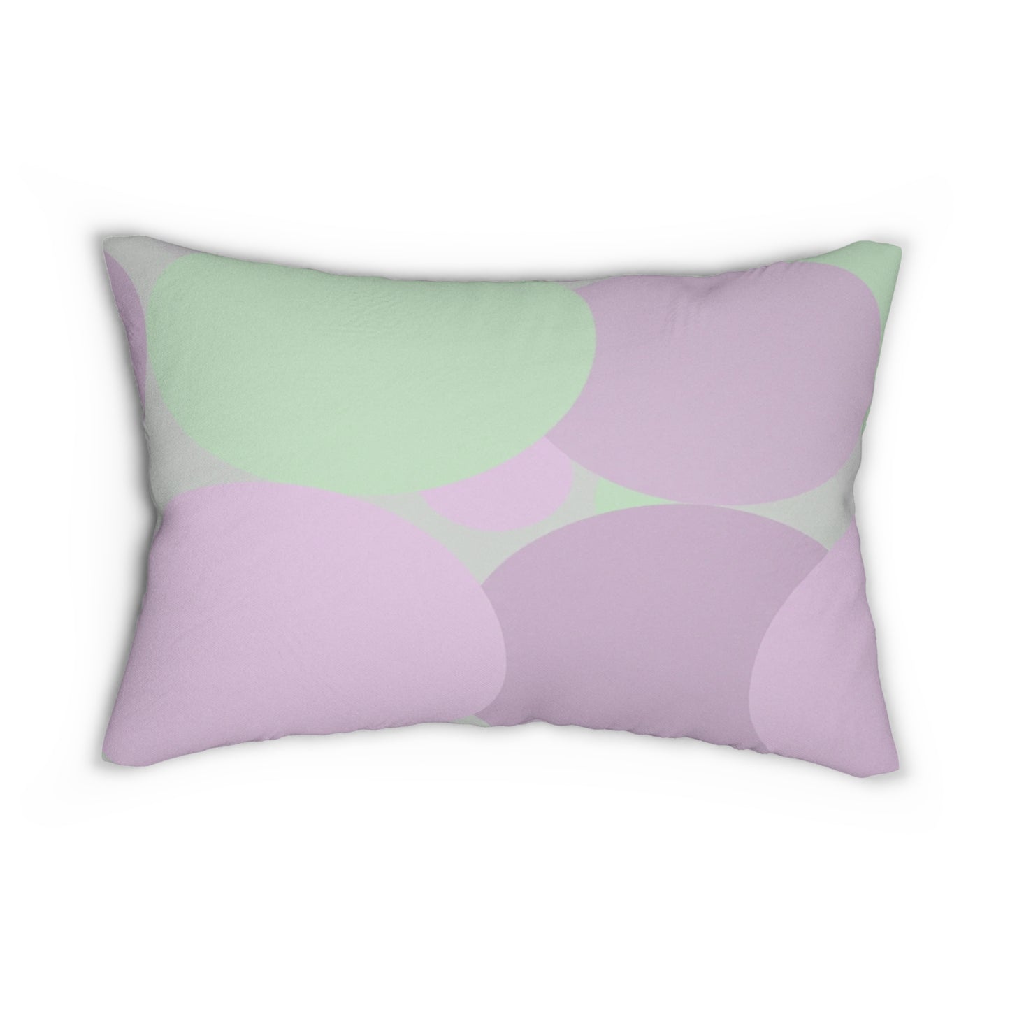 Pastel Lavender Purple and Soft Green Patches Spun Polyester Lumbar Pillow, 20" x 14"