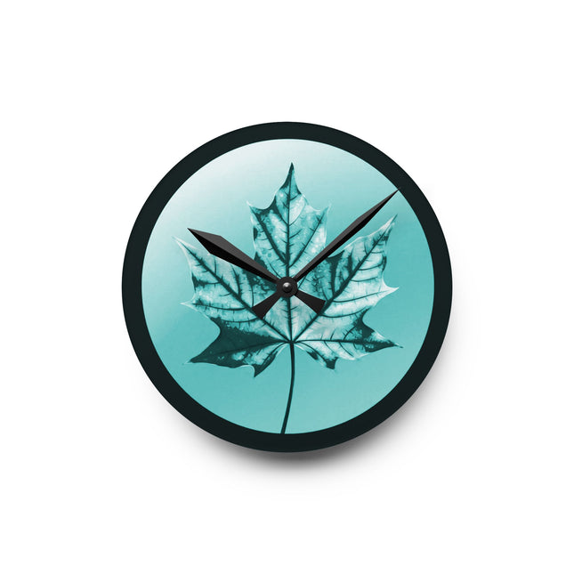 Tif Green Maple Leaf Acrylic Round Wall Clock, 8" x 8"