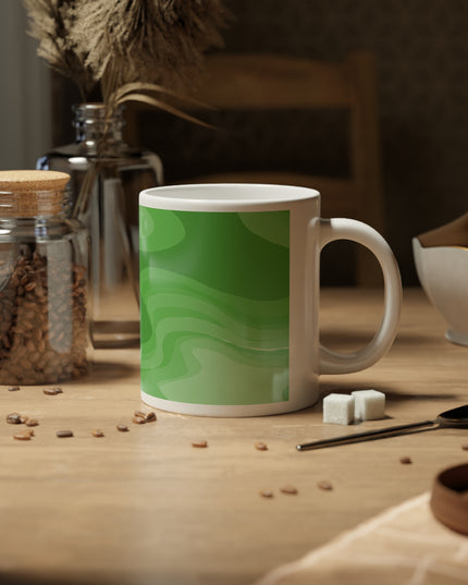 Meanie Greenie Wavey 20 oz White Glossy Jumbo Mug