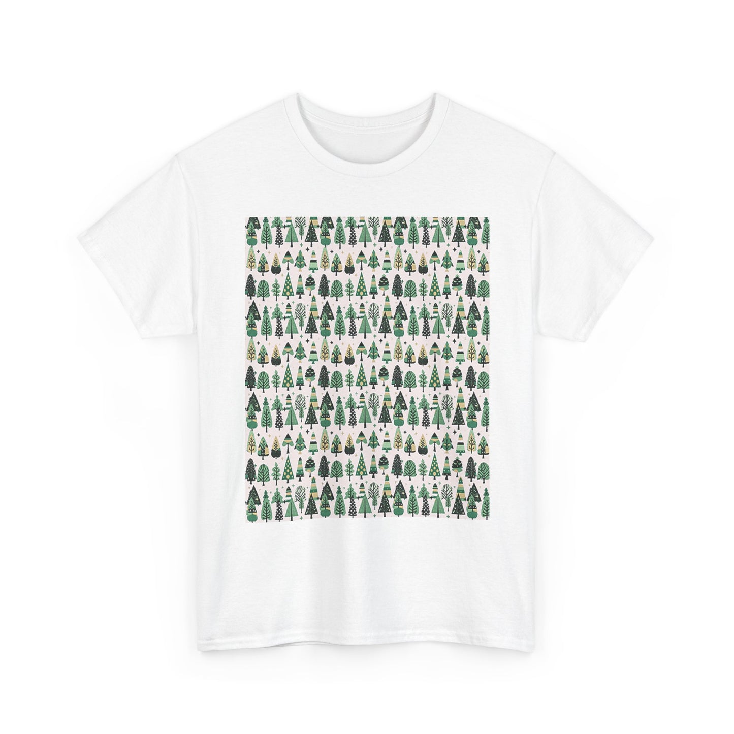 Mini Vintage Green Trees Unisex Heavy Cotton Tee, Large - XL - 2XL - 3XL