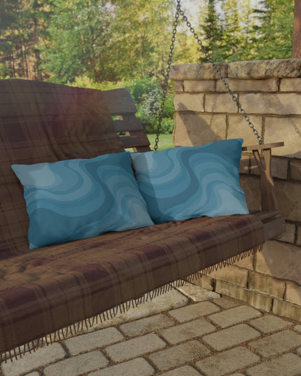 Sky Blue Wavey 20" x 14" Outdoor Pillow