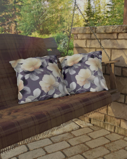 White Blush Floral Bunch 18" x 18" Outdoor Pillow