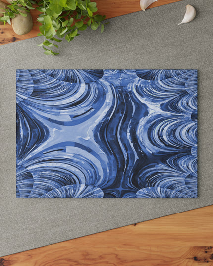 Uzi Spiral Deep Blue Pastel 8" x 11" Glass Cutting Board