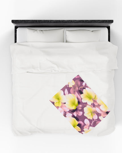 Lemon Blossom Floral Bunch Velveteen Plush Blanket, 30" x 40"