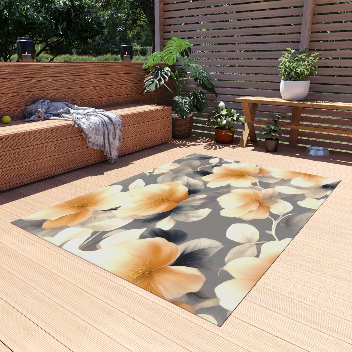 Soft Blossom Floral Bunch Outdoor Rug, 60" x 84"