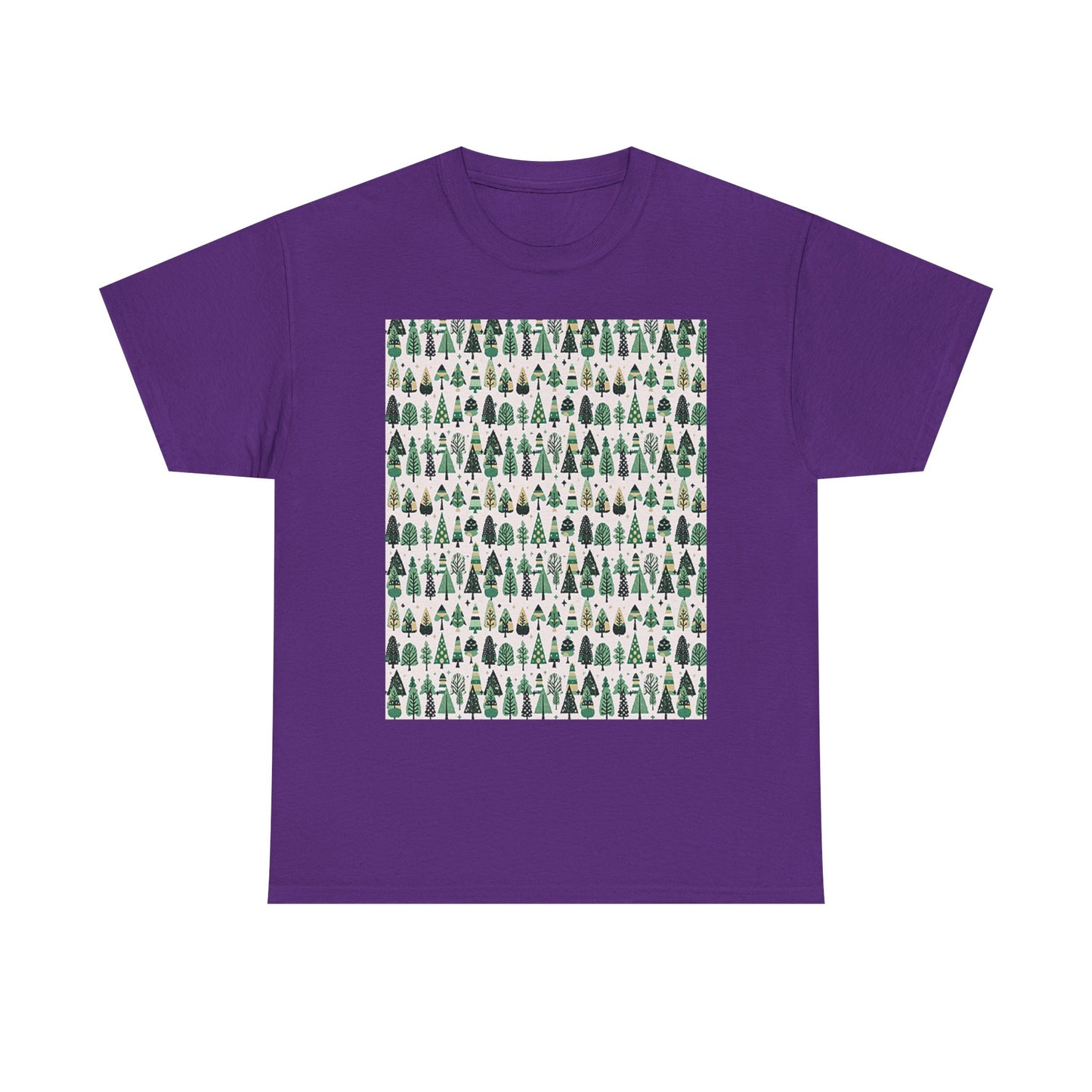 Mini Vintage Green Trees Unisex Heavy Cotton Tee, Small