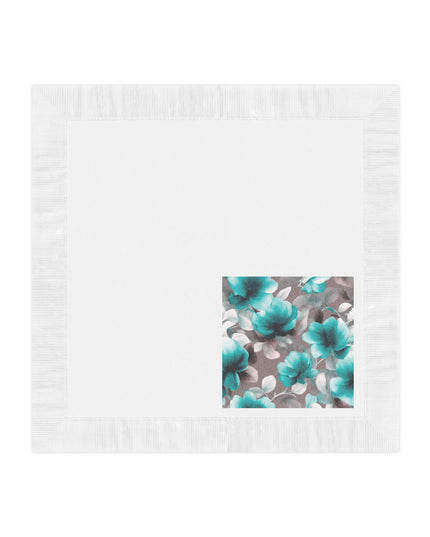 Tif Green Gray Floral Bunch White Coined Napkins, 6.5" x 6.5"