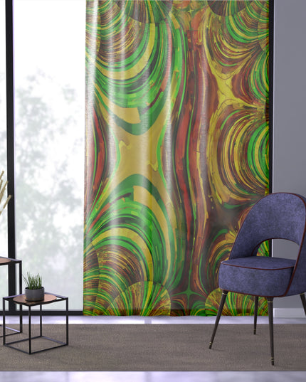 Uzi Spiral Beta Sheer Window Curtain, 50" x 84", partially transparent