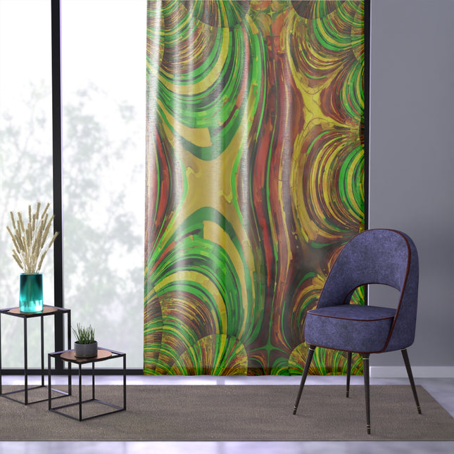 Uzi Spiral Beta Sheer Window Curtain, 50" x 84", partially transparent