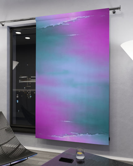 Dark Blue Green Sea Purple Fog Window Curtain, 50" x  84", blackout